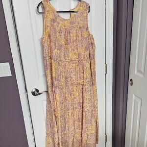J. Jill Yellow Cream Sleeveless Maxi Sundress